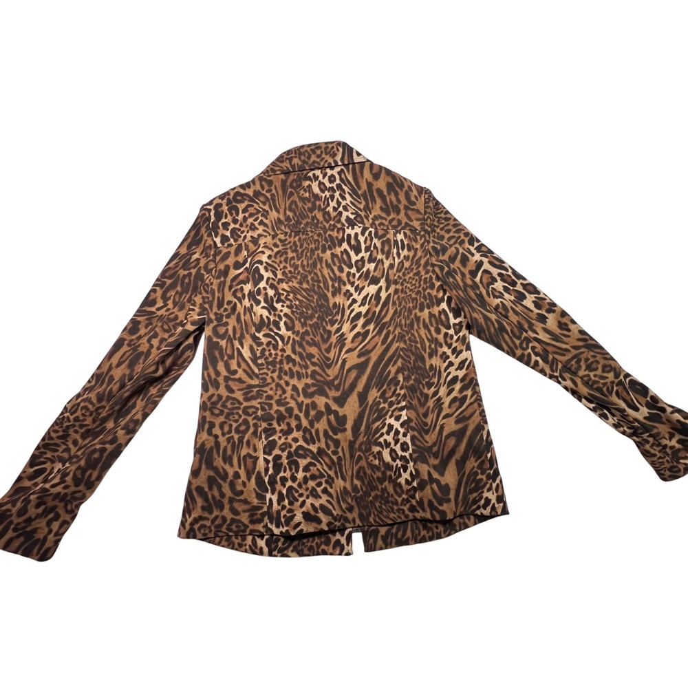 Harve Benard Jacket Medium Petite Leopard Print Lightweight Brown Animal Pattern - Picture 7 of 10